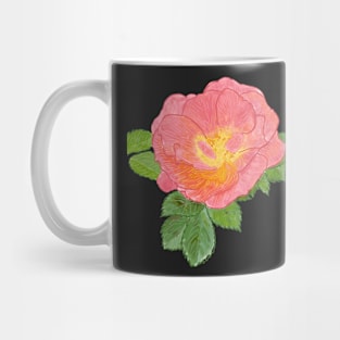 Pink Rose Botanical Drawing Mug